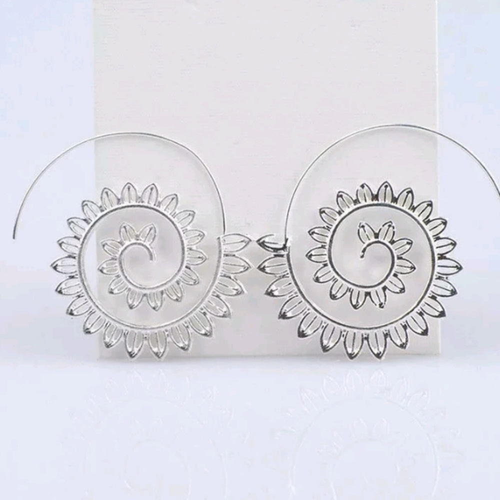 Gold or Silver Spiral Leaf Infinity Earrings - Picture 6 of 10